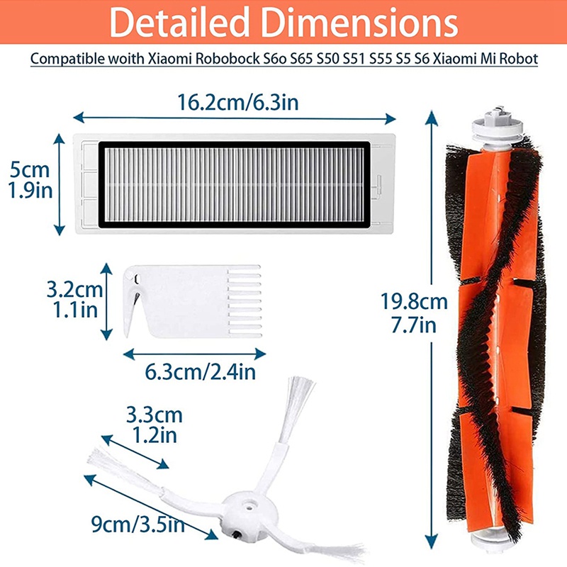 Phụ kiện cho Robot hút bụi Xiaomi Roborock S50 S51 S55 S5 Max S6 S60 S65 Bộ phận thay thế máy hút bụi Robot