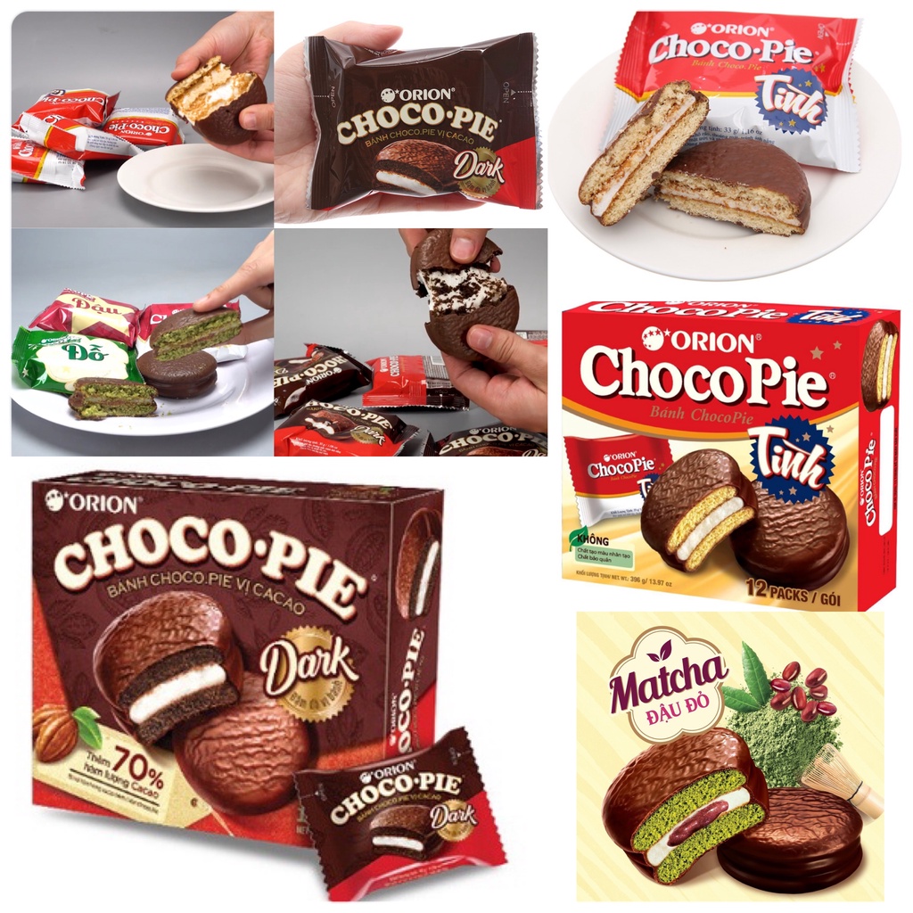 Lẻ 1 Cái Bánh Chocopie Orion Hộp 12 Bánh Vị Truyền Thống/Matcha Đậu Đỏ/Dark