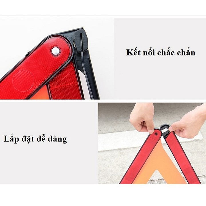 Biển cảnh báo nguy hiểm tam giác phản quang cho ô tô, xe hơi có hộp đựng