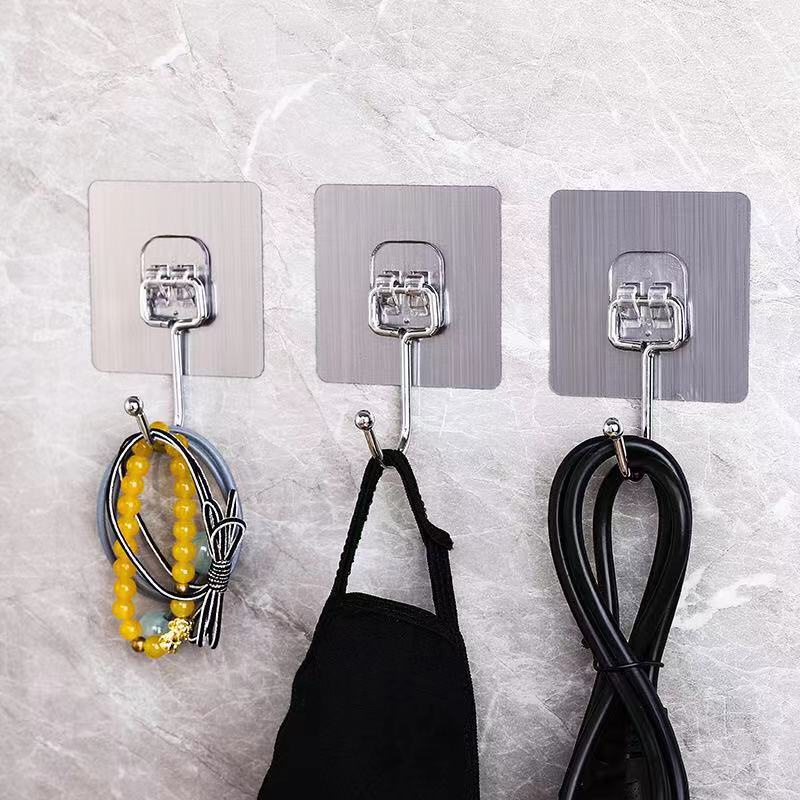 Móc treo đồ chất liệu INOX dán tường chịu lực mới (móc treo, miếng dán PVC rời, dễ dàng thay thế) MT17