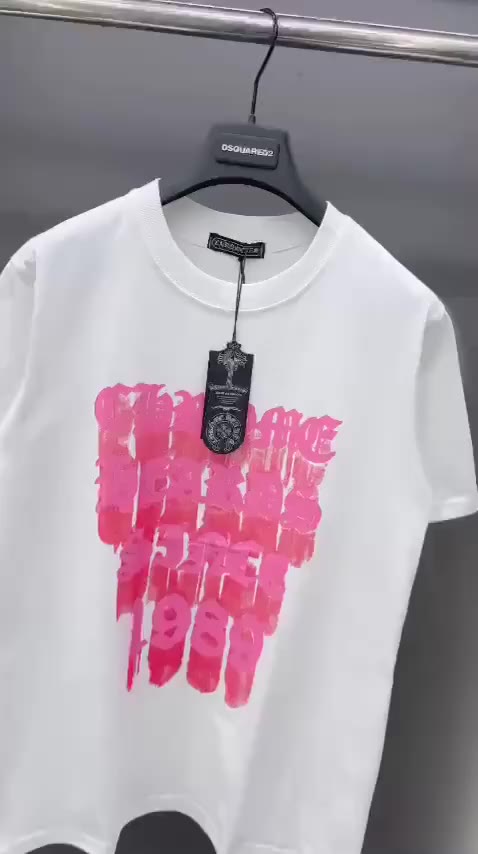 Áo phông tay lỡ Unisex GC đẹp chữ hồng loang Chrome Hearts 1989, Áo thun đôi nam nữ Premium cotton cao cấp Đen Trắng AT1 | BigBuy360 - bigbuy360.vn