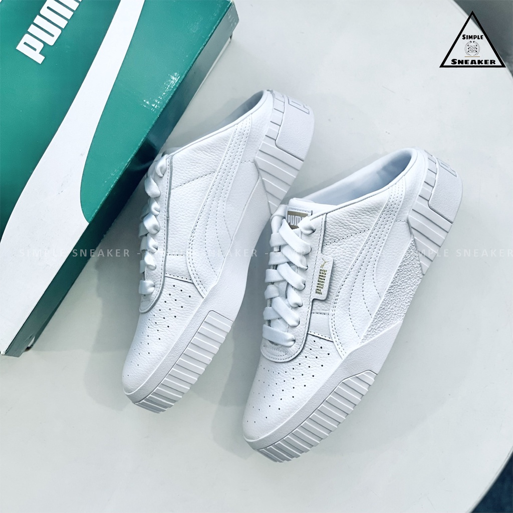 Giày Sục Nữ Puma Cali Mule Chính Hãng Giày Đạp Gót Puma Wms Cali Mule White Metallic - Simple Sneaker