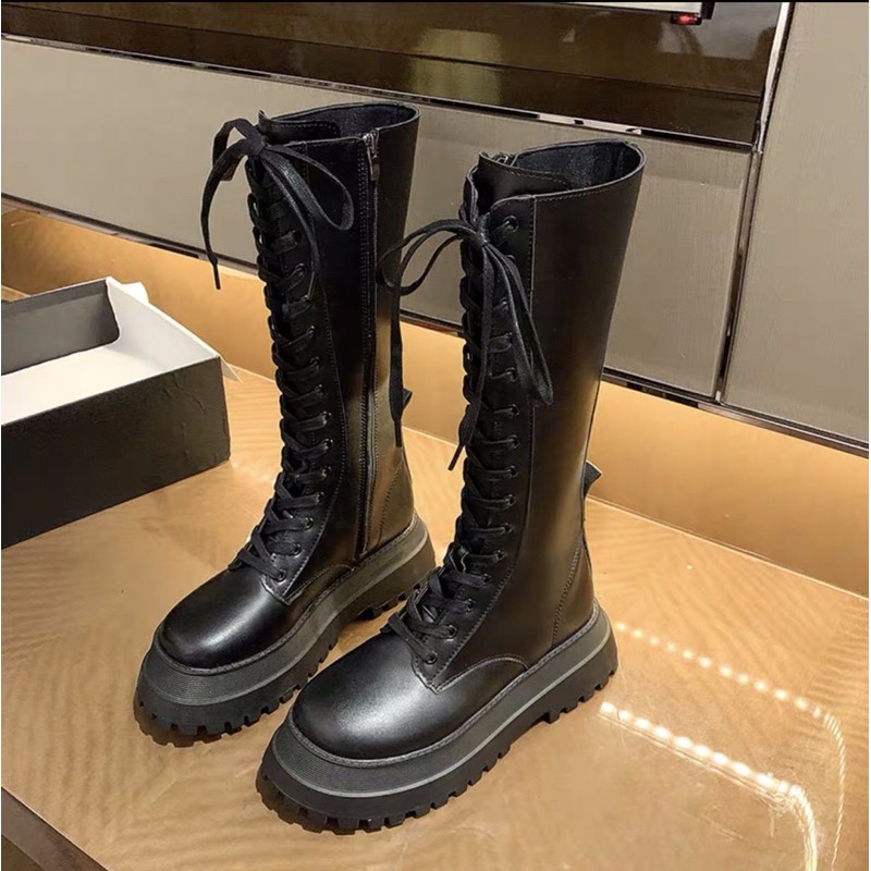 Boot nữ cổ cao đan dây đế 6cm,boot đùi chiến binh,bốt da,ôm chân,chuẩn form(Ảnh thật) | BigBuy360 - bigbuy360.vn