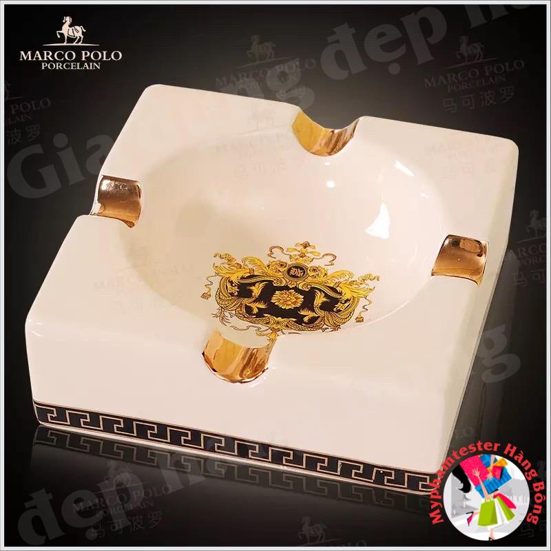 (HÀNG ĐẸP) Gạt tàn thuốc lá sứ Versace đen trắng cao cấp
