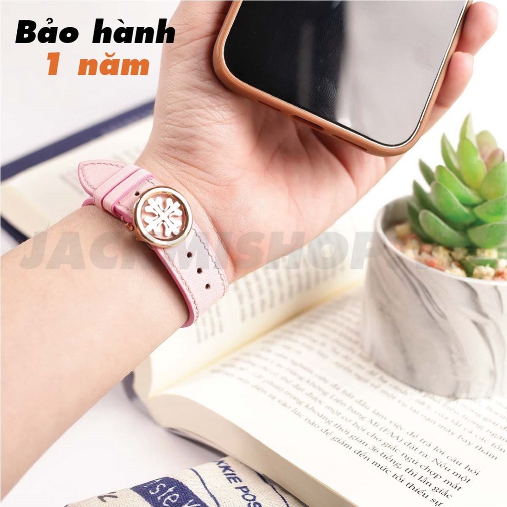 [BẢO HÀNH 1 NĂM] Dây Da BÊ SWIFT Màu Hồng Khoá Patek cho Apple Watch series 1/2/3/4/5/6/7