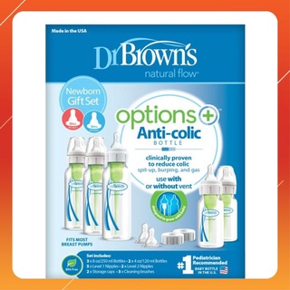 Set 5 bình sữa dr brown's options plus cổ hẹp dung tích 120ml & 250ml