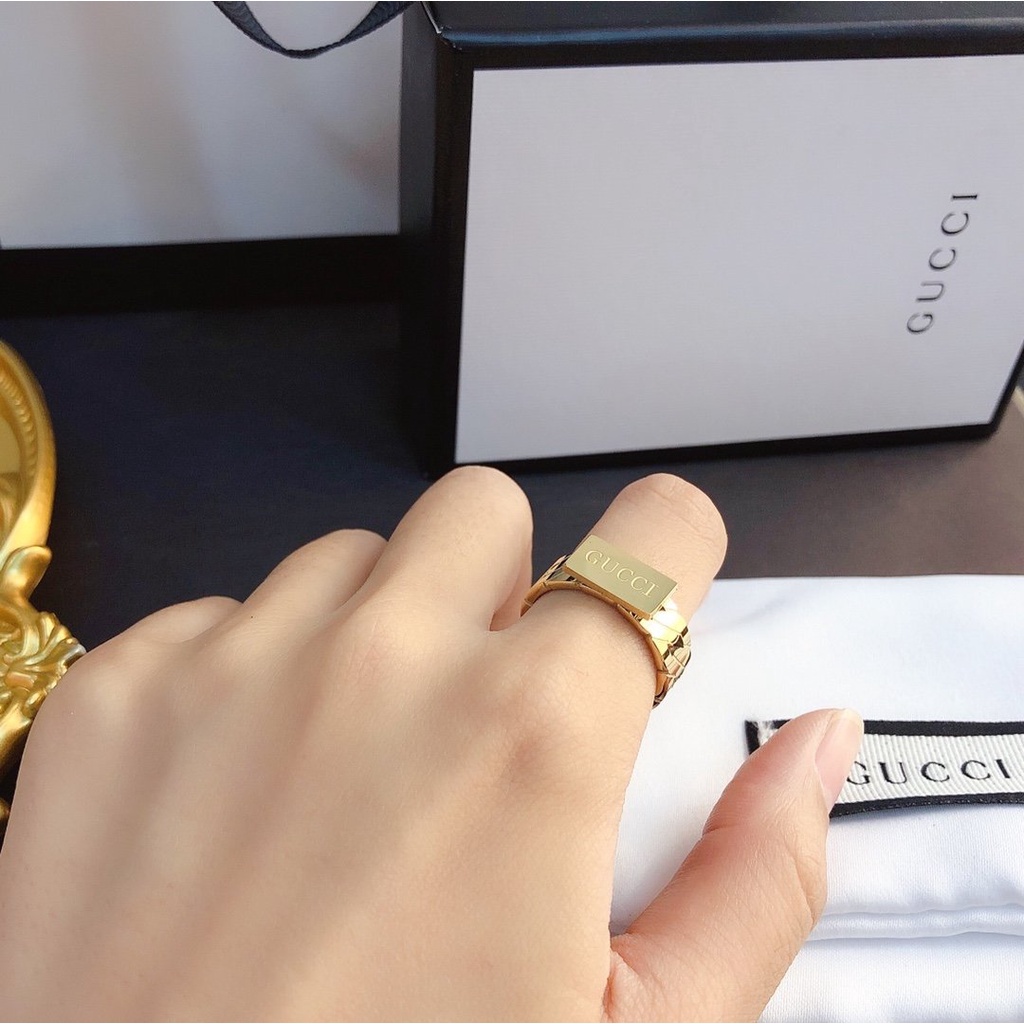 Nhẫn bạc 925 họa tiết logo Gucci phong cách Hàn Quốc cho nữ