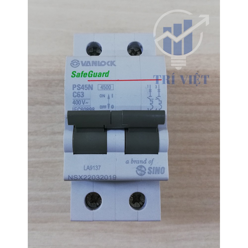 Cầu dao tự động loại 2 cực Sino Vanlock - MCB 2P SINO 16A - 20A - 25A - 32A - 40A - 50A - 63A [NOWSHIP 2H]