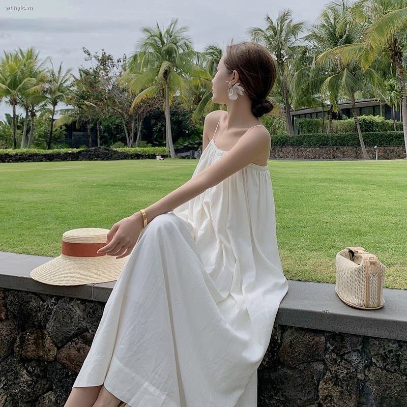 Đầm trắng maxi đi biển du lịch chất đũi xịn