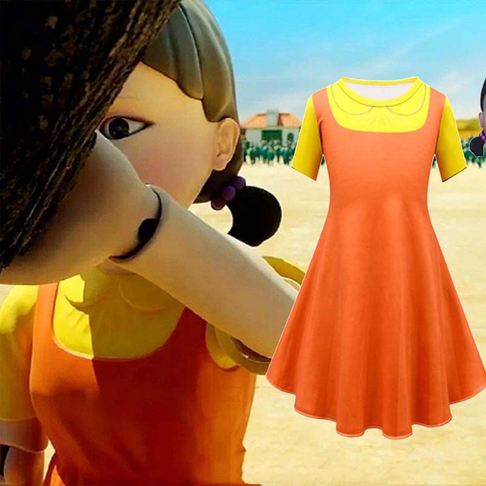 Đầm hóa trang nhân vật trong phim Squid Game Hàn Quốc vui nhộn cho bé gái