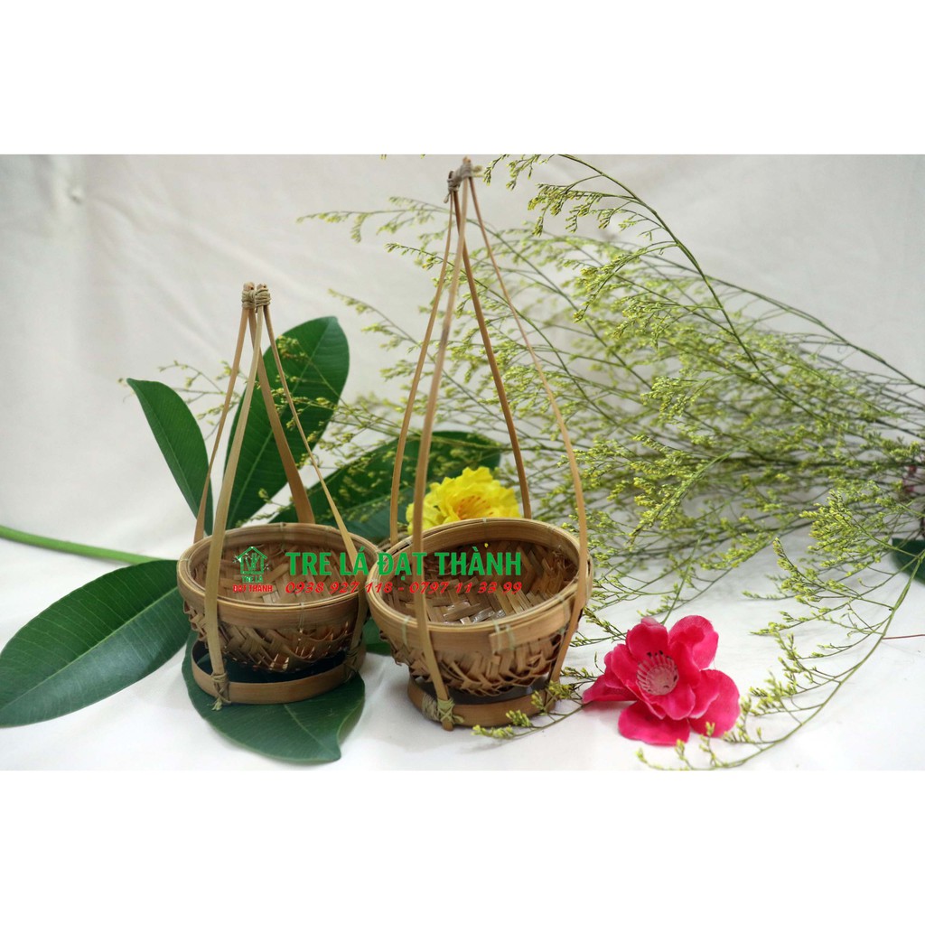 Quang gánh mây tre mini cạo tinh trang trí