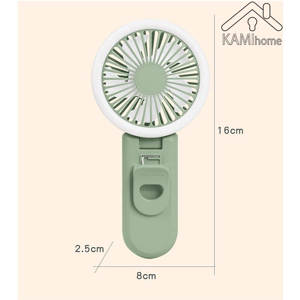 Quạt cầm tay mini ❤️Kẹp điện thoại và đèn Led❤️ Pin sạc tích điện 17004.17020 | BigBuy360 - bigbuy360.vn