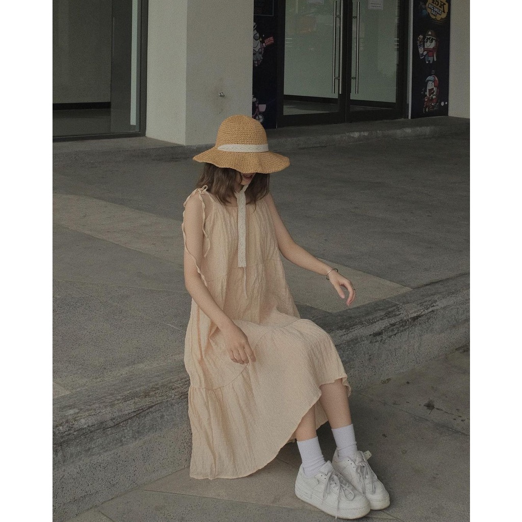 Váy Đầm Babydoll Hai Dây Dáng Dài Chất Vải Đũi Hàn Thoáng Mát, Váy Hai Dây Dáng Dài | BigBuy360 - bigbuy360.vn