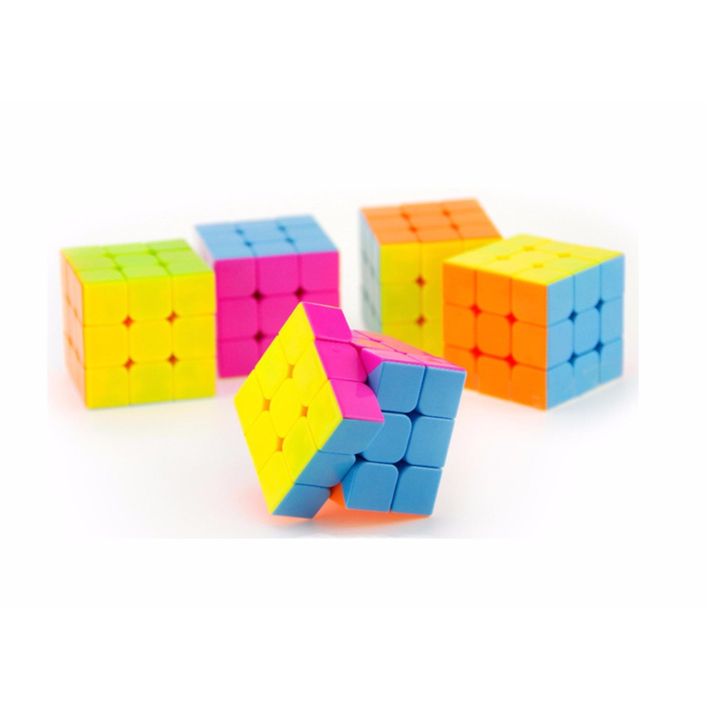 Rubik 3x3 không viền có cực trơn loại trong hộp có hướng dẫn dành trong thi đấu thích hợp cho bé trên 3 tuổi