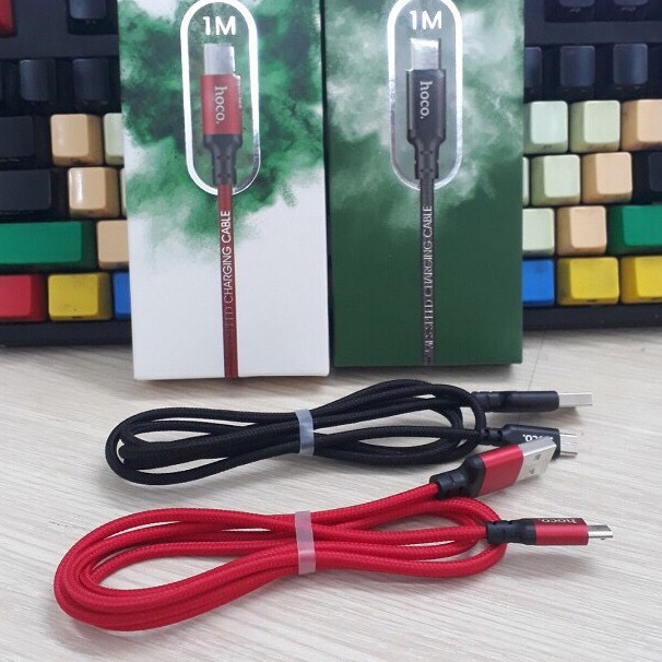 CÁP SAMSUNG  TYPE C MICRO ANDROID HOCO X14 CHÍNH HÃNG BỌC DÙ SIÊU BỀN LOẠI 1M VÀ 2M CHỐNG ĐỨT GẪY