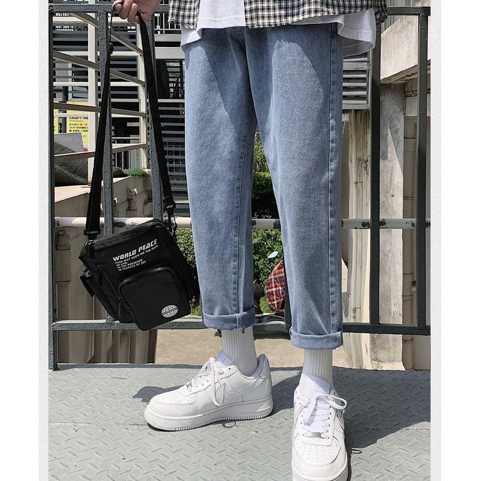 [Không Phai màu]Quần Jean Baggy Nam Ống Rộng Màu Xanh Hàn Quốc Hot Trend Năm 2020-B03 | BigBuy360 - bigbuy360.vn