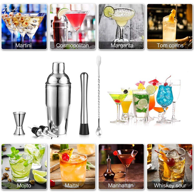 Set 6 Dụng Cụ Pha Chế Cocktail 25 Oz Bằng Thép Không Gỉ Cho Bartender