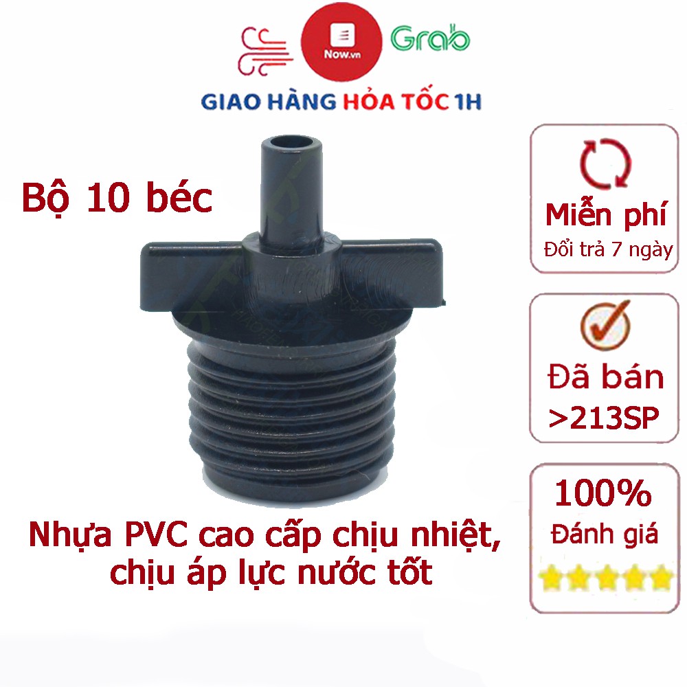 Bộ 10 béc nối ren ngoài 21mm nối ống béc 6mm (nhựa PVC cao cấp chịu nhiệt, chịu áp lực nước tốt)