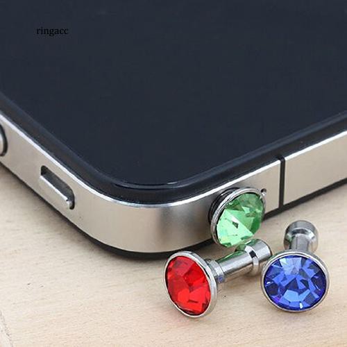 Bộ 12 Nút Chặn Lỗ Cắm Chống Bụi 3.5mm Bằng Đồng Đính Đá Nhiều Màu Cho iPhone