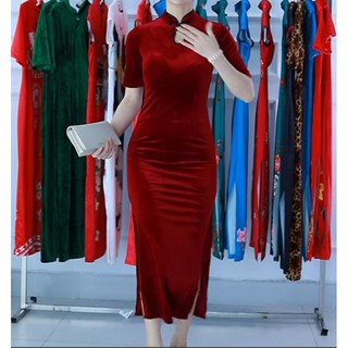 Sườn Xám Nhung Đủ màu, đủ size