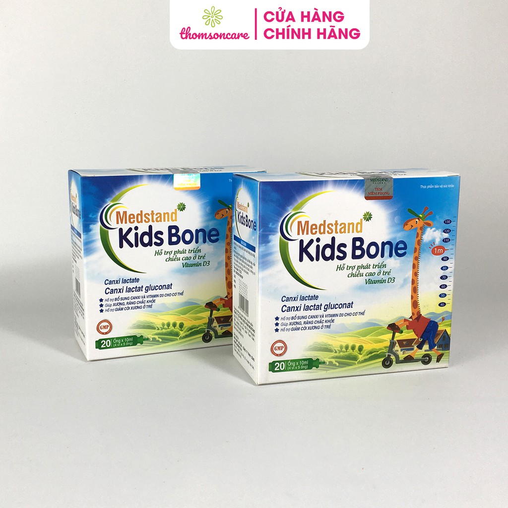 Tuýp uống Medstand Kids Bone hộp 20 ống dạng siro bổ sung canxi vitamin d3 giảm còi xương tăng chiều cao tuổi dậy thì