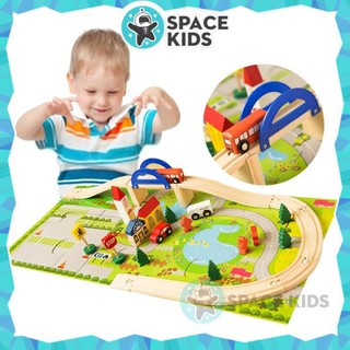 Đồ chơi gỗ thông minh lắp ghép mô hình giao thông Rail Overpass - Space Kids