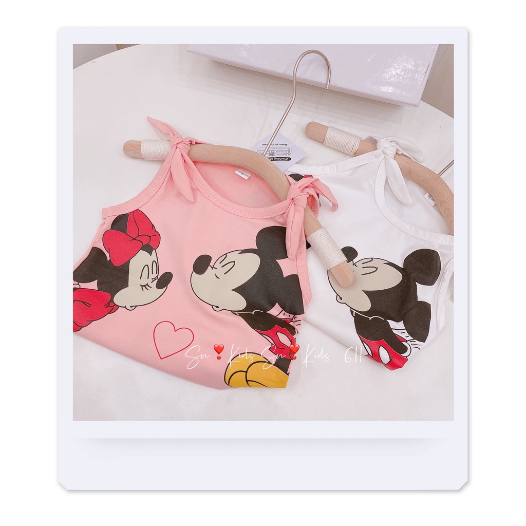 Bộ 2 dây bé gái chất cotton QC phiên bản Mickey mát mẻ cho bé