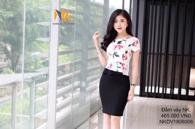 Đầm ôm peplum phối hoa V246 | WebRaoVat - webraovat.net.vn