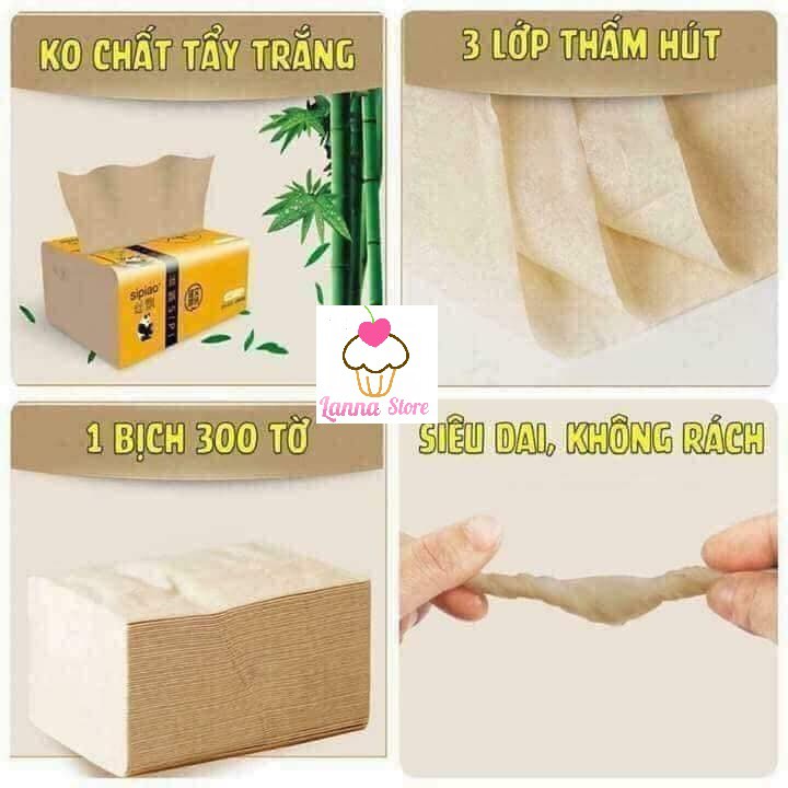  hàng trong kho Bán sỉ giá  đặc  biệt[THÙNG 30 GÓI ] GIẤY ĂN GẤU TRÚC SIPIAO ( 300 tờ/gói) - Đài Loan[good time]