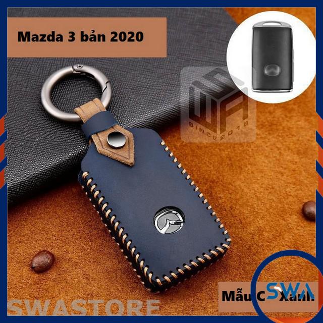 Bao da chìa khóa Mazda3 2020 da thật crazy horse hand made có móc khóa, SWASTORE