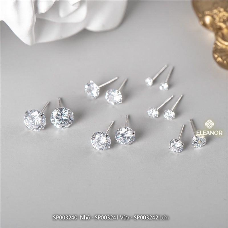 Bông tai nữ nụ đính đá chuôi bạc 925 Eleanor Accessories khuyên tai tròn basic phụ kiện trang sức 3240