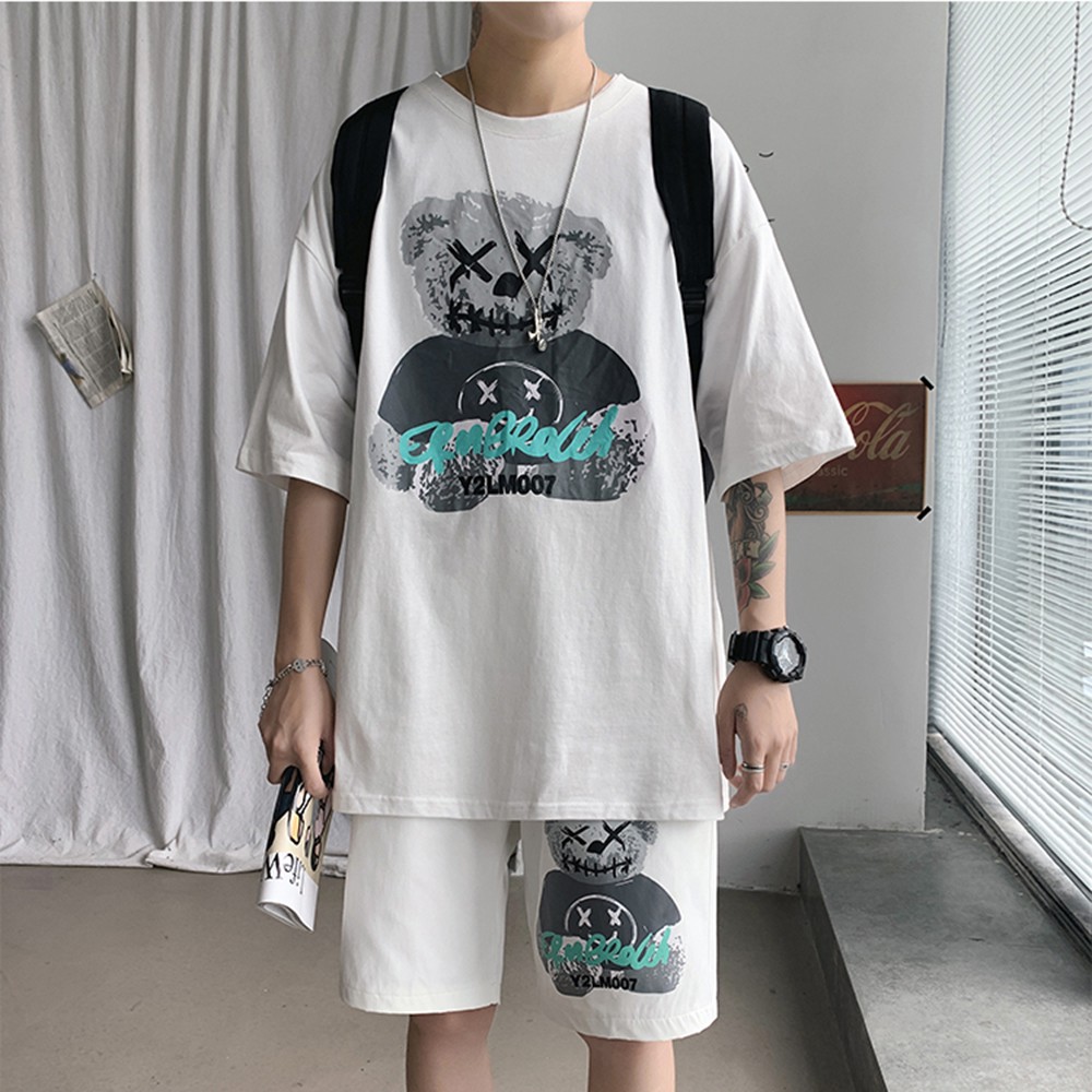 Bộ Đồ Thun Nam In Hình Gấu Áo Tay Ngắn Cổ Tròn Quần Short Đùi Thể Thao SEPTEMBERGIRL 90000163 | BigBuy360 - bigbuy360.vn