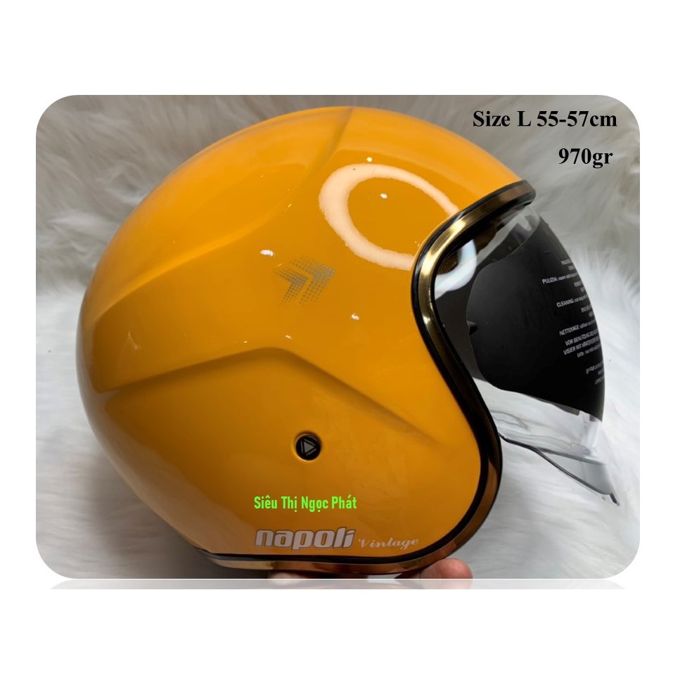 [PHƯỢT] Mũ bảo hiểm 3/4 NAPOLI có kèm kính che Full mặt_SIZE L 55-57cm_Màu VÀNG [HÀNG CHÍNH HÃNG]