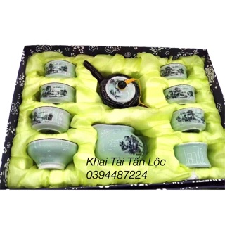 Bộ ấm trà màu xanh kiểu cổ