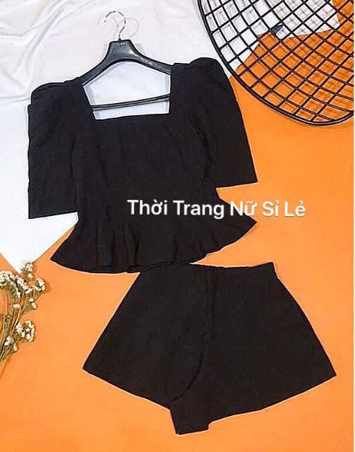 🎀SET BỘ ÁO PEPLUM TAY PHỒNG QUẦN ĐÙI GIÁ RẺ