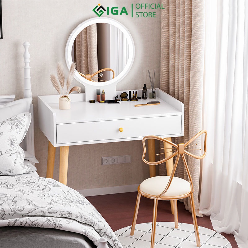 Bàn trang điểm đẹp gương viền led cảm ứng thương hiệu IGA - GP202