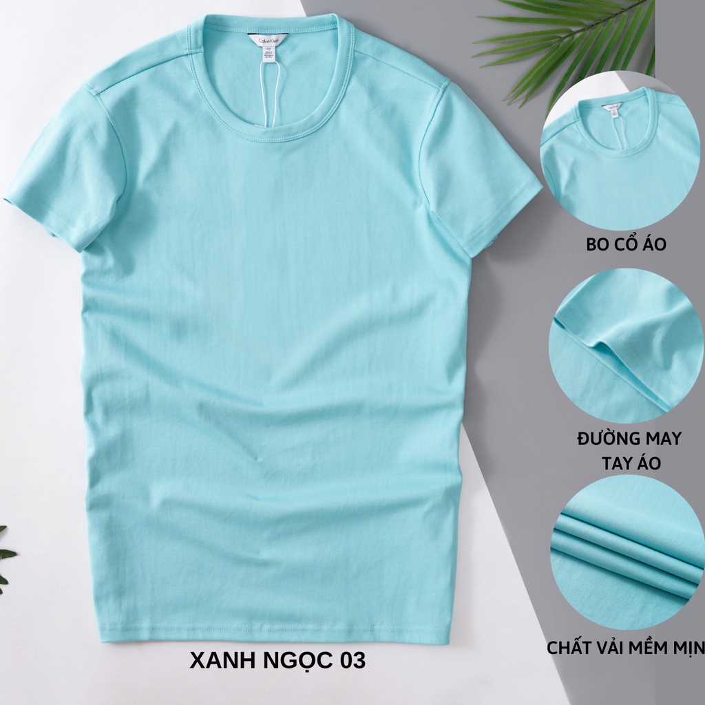 Áo thun nam cổ tròn Cal.vin hàng xuất vải cotton liquid trơn co giãn mềm mát dày dặn chống nhăn form slimfit nhẹ