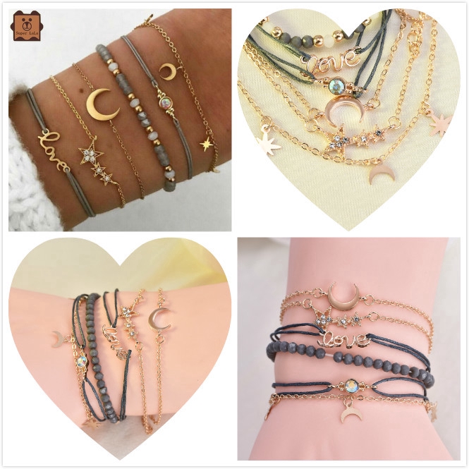 Bộ 6 vòng đeo tay kiểu dáng thời trang phong cách boho dành cho nữ