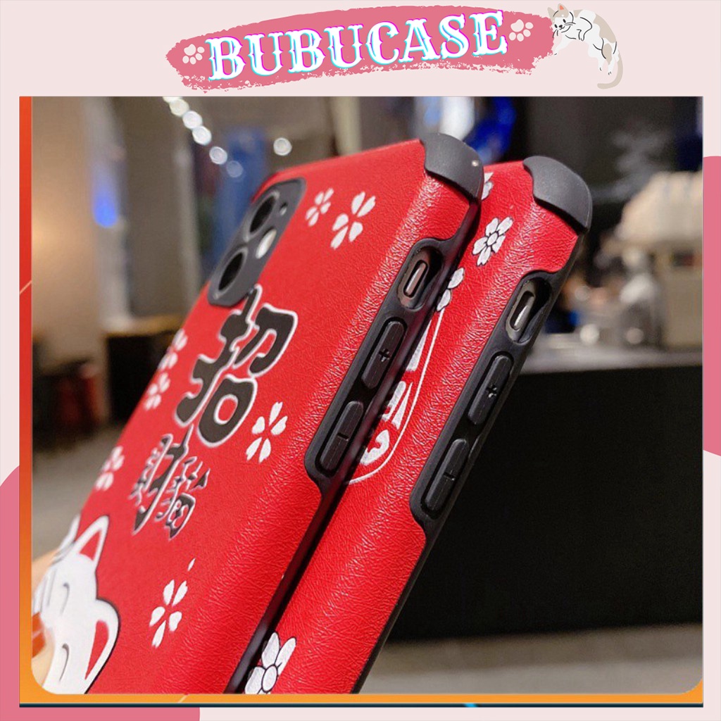 Ốp lưng Iphone cho 12/12mini/ 12pro/12promax - Họa tiết mèo thần tài màu đỏ mang lại mai mắn mang tài lộc