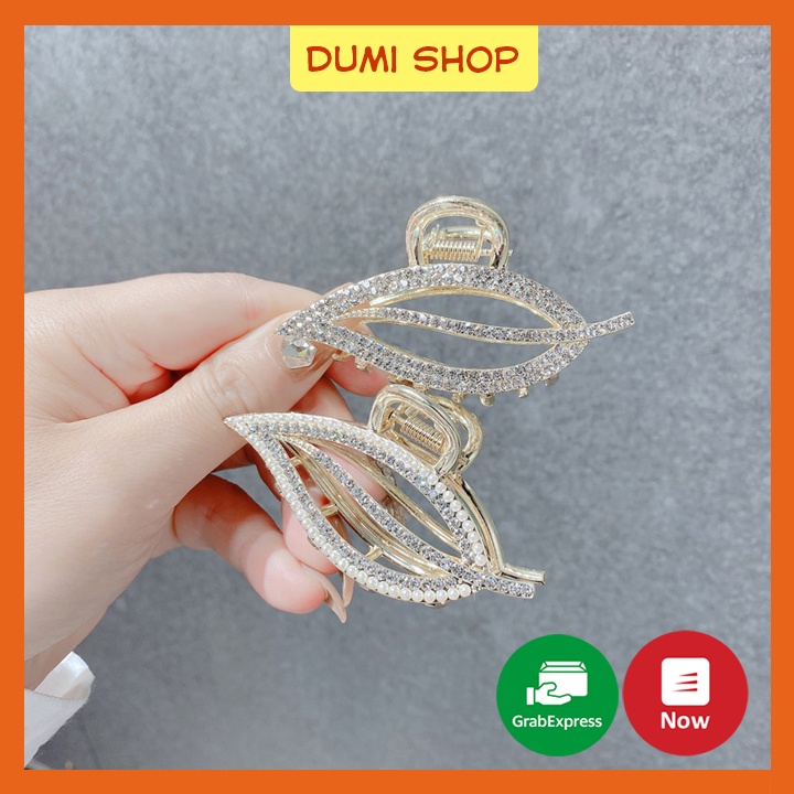 Kẹp Tóc Hợp Kim Hình Lá Đính Đá Sang Trọng Ulzzang Cho Nữ - Dumi Shop