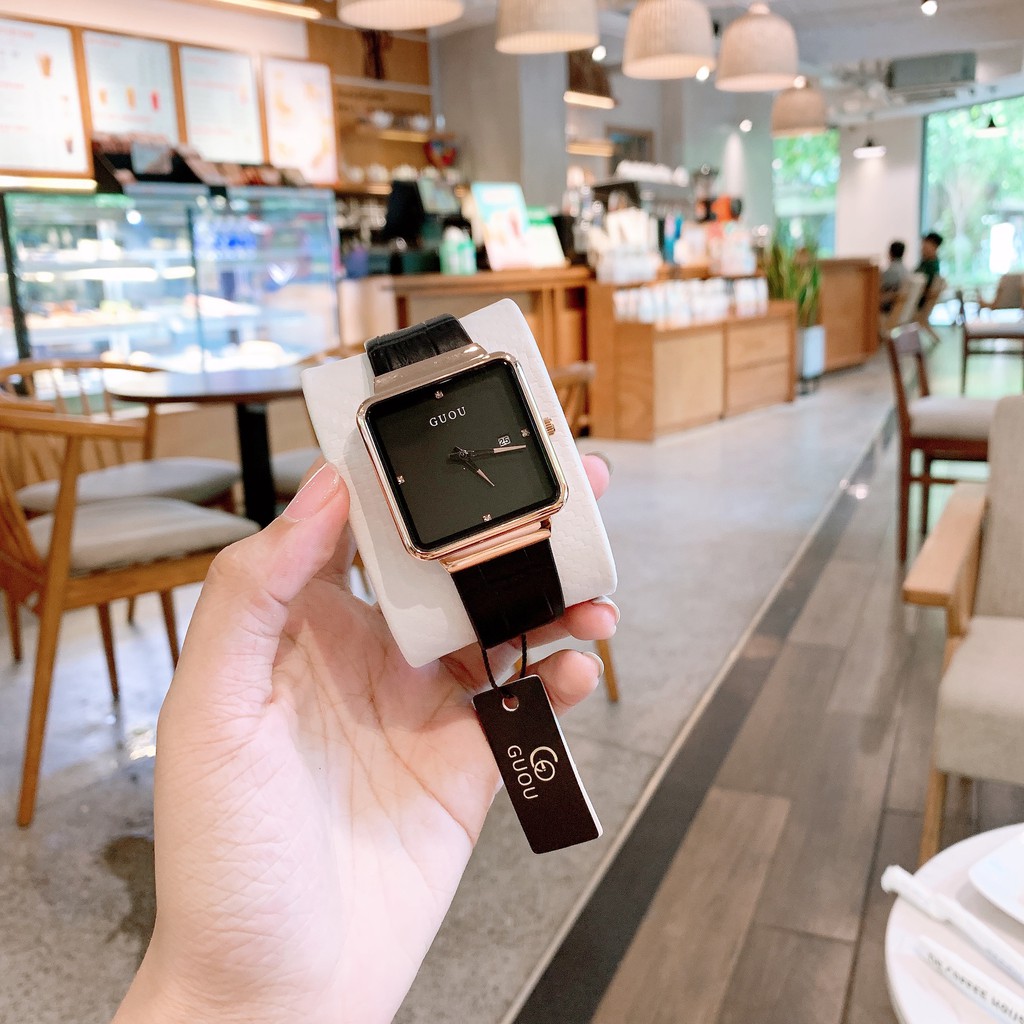 Đồng hồ Nữ GUOU chính hãng dây da mặt vuông - Kiểu Dáng Apple Watch 40mm (Tặng kèm hộp và Pin) - Sam's Shop | BigBuy360 - bigbuy360.vn