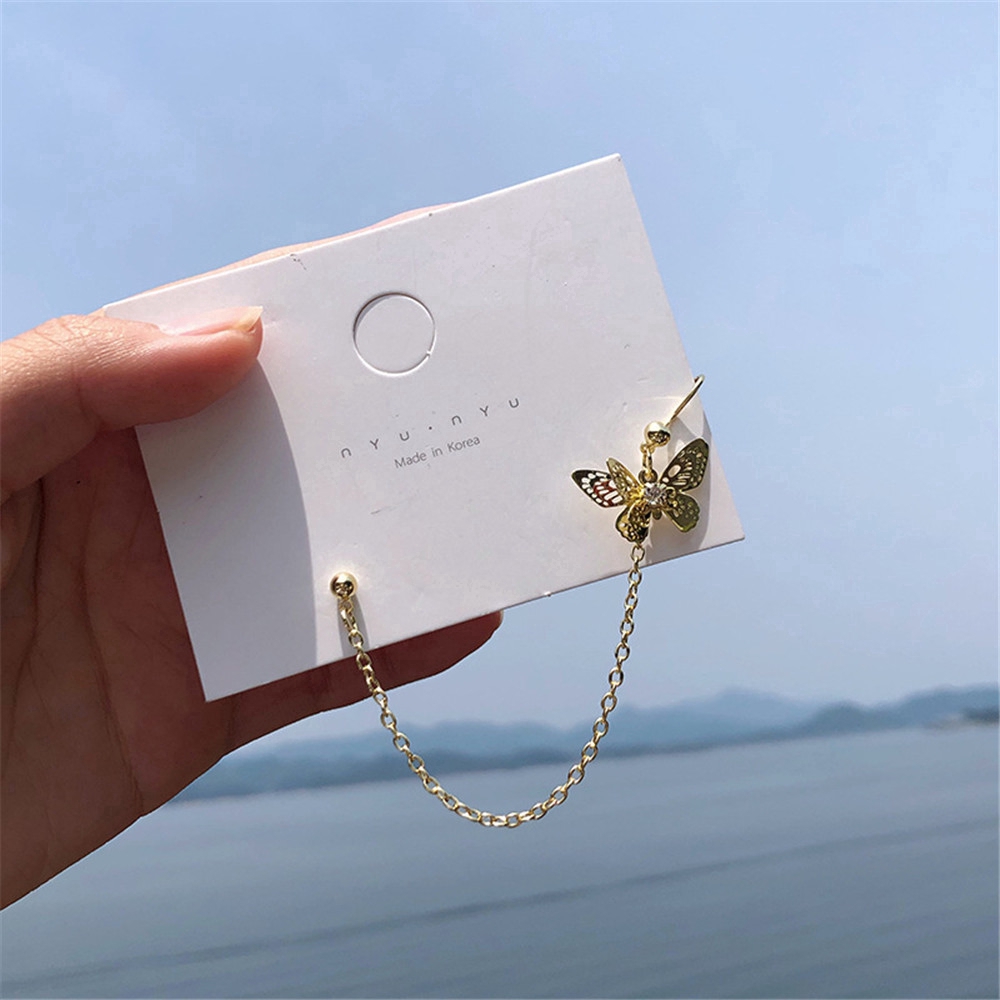 Khuyên Tai Dáng Dài Họa Tiết Bướm Phong Cách Hàn Quốc (chỉ một cái)