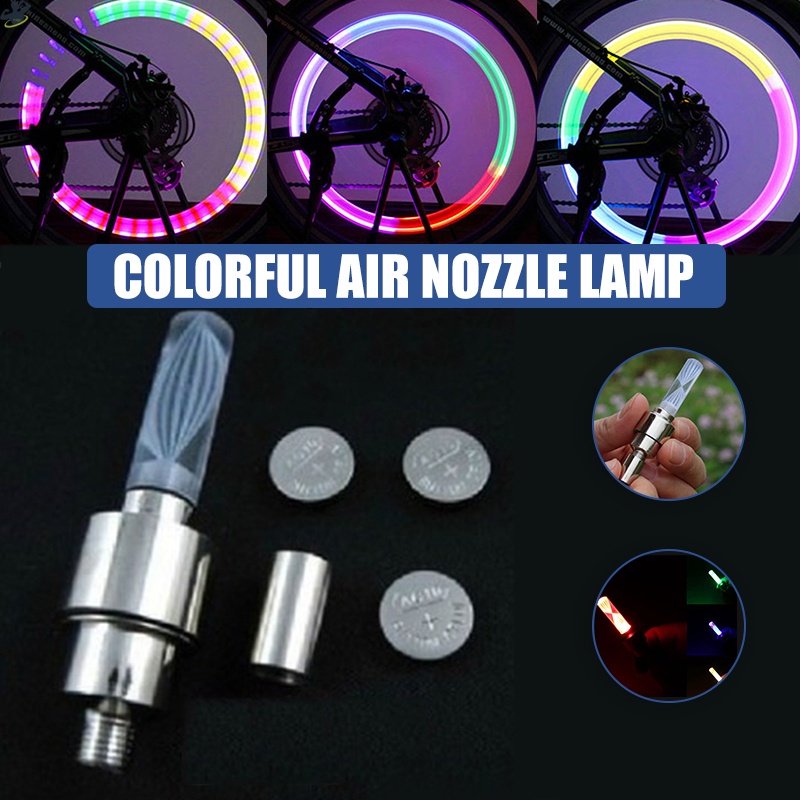 Set 2 Đèn LED Nhiều Màu Chống Nước Cảm Biến Rung Cho Bánh Xe Đạp