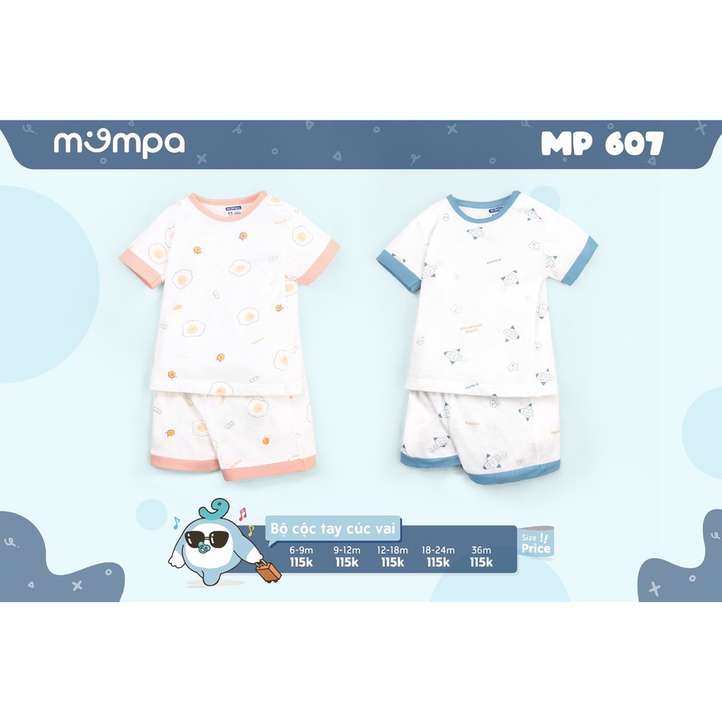 [CHÍNH HÃNG] Bộ cộc tay cotton organic họa tiết trẻ em Mompa