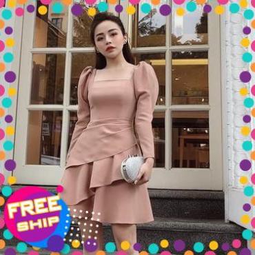 Đầm Thiết Kế Cổ Vuông Vạt Chéo Trẻ Trung