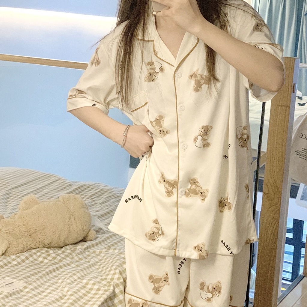 Bộ Đồ Ngủ Ngắn Tay Dáng Rộng Thời Trang Mùa Hè Ngọt Ngào Dành Cho Nữ Sinh