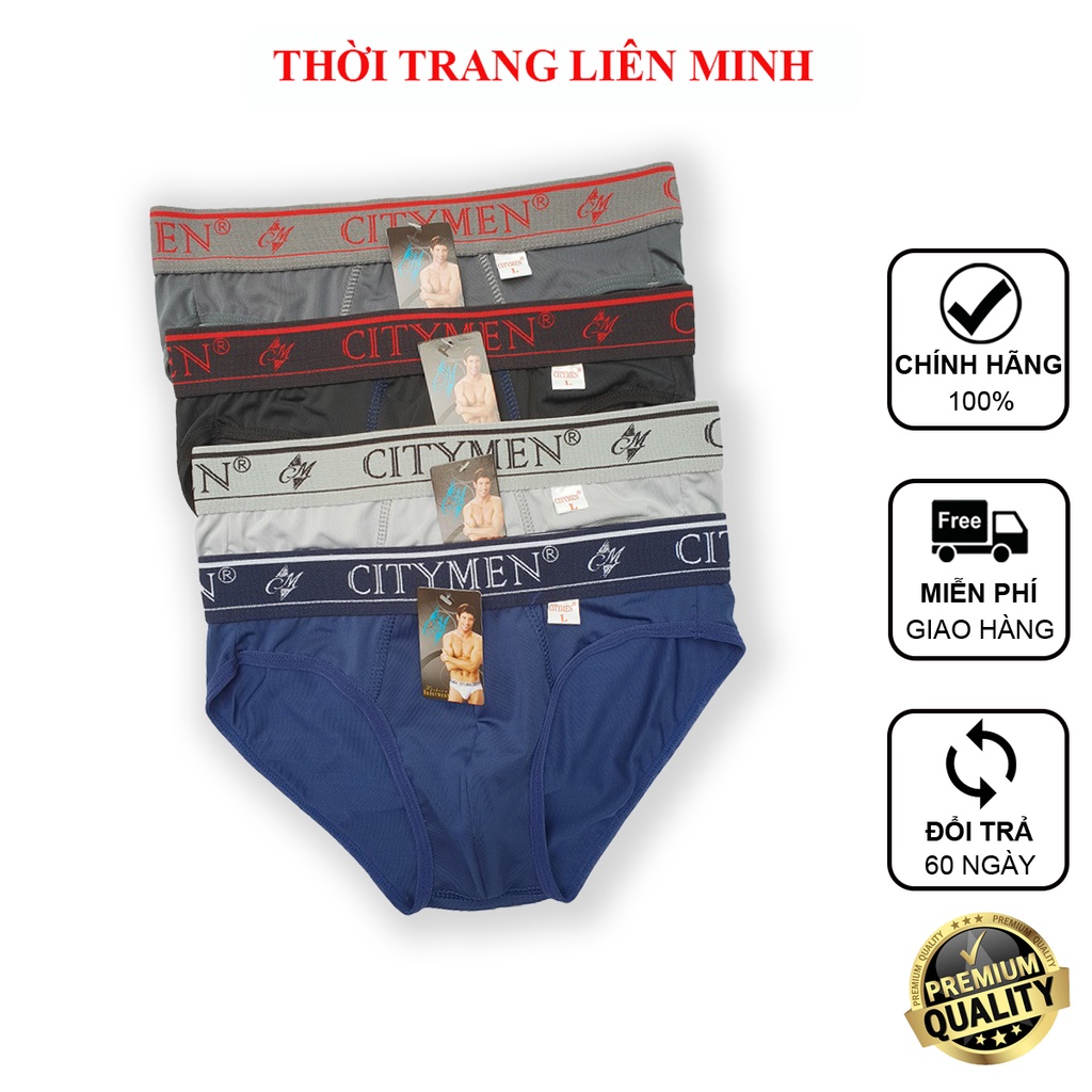 Combo 4 Quần lót nam tam giác cao cấp CITYMEN vải thun lạnh co giãn 4 chiều và thấm hút tốt quần xì sịp đồ lót nam