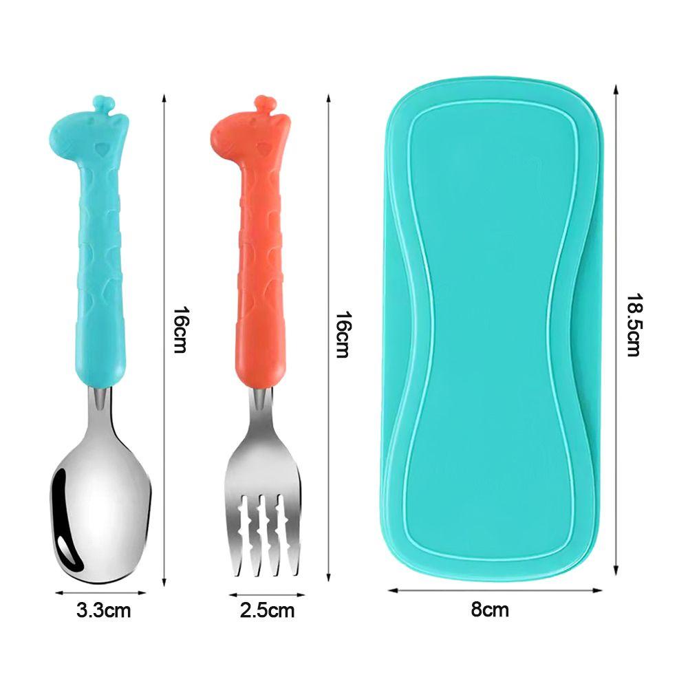 KUNHEV Bộ 2 Món Dụng Cụ Ăn Uống Gồm Muỗng Nĩa Bằng Thép Không Gỉ Cho Bé