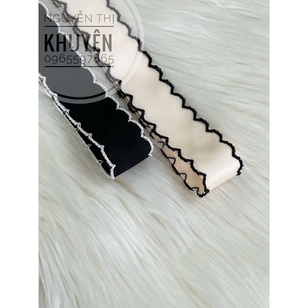 Ruy băng  lụa mờ viền  sóng 25mm