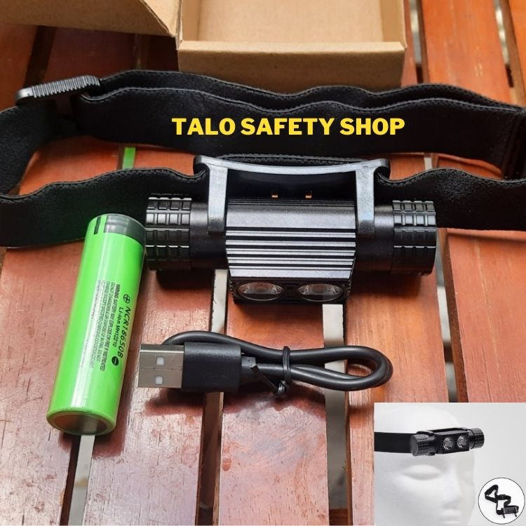 Đèn pin H02B đeo đầu mini siêu sáng type C  chống nước tốt